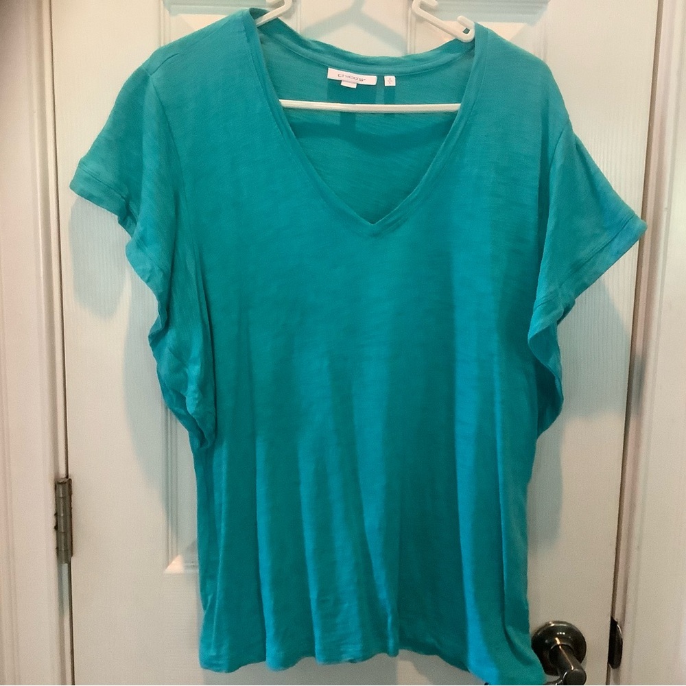 Women's Turquoise V-Neck Top